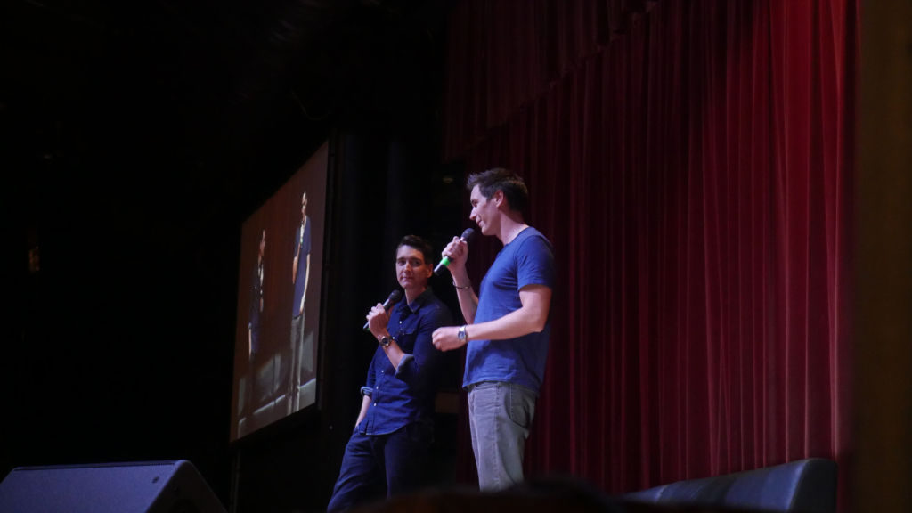 James & Oliver Phelps speaking to attendees